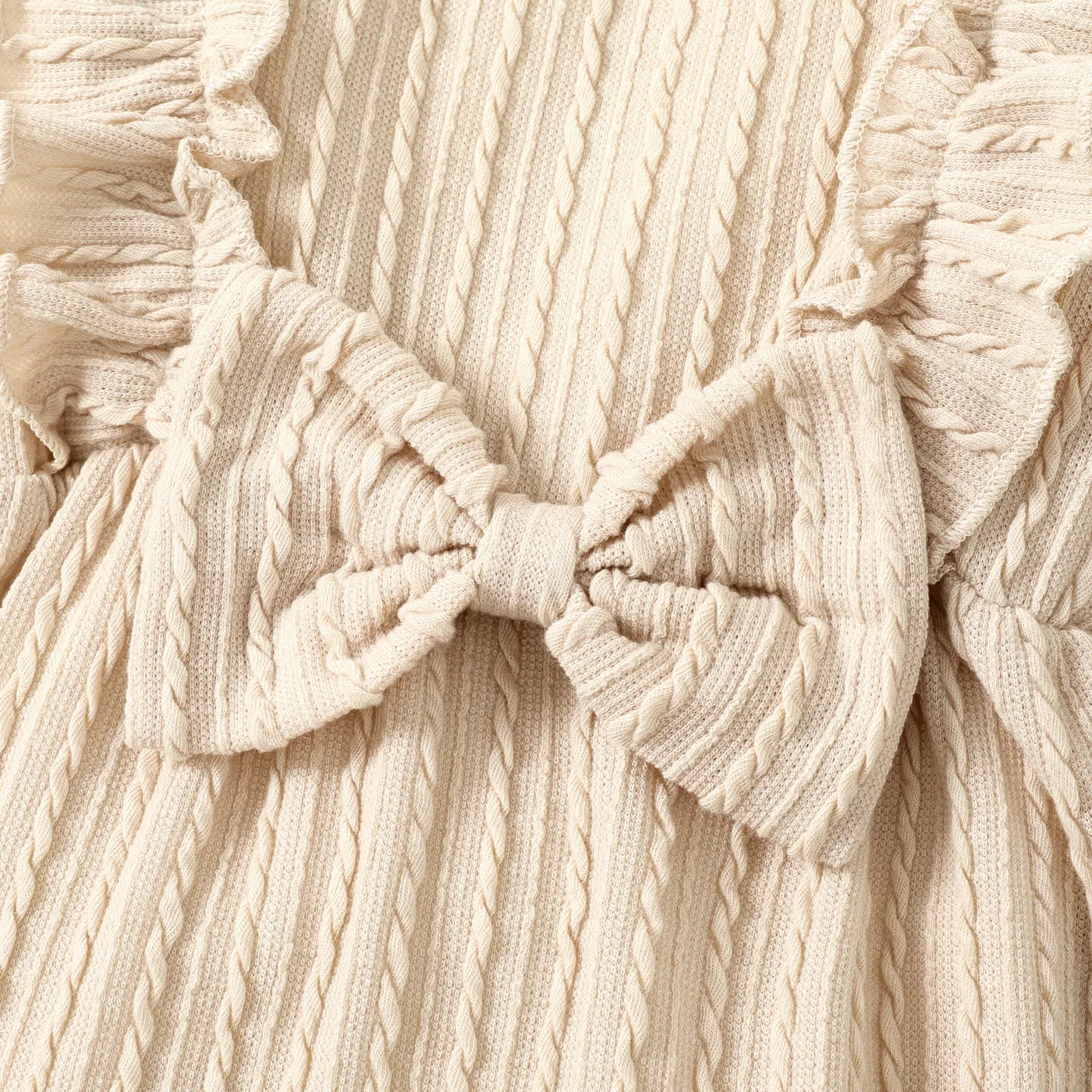 2pcs Baby Girl 95% Cotton Long-sleeve Ruffle Bowknot Jumpsuit with Headband Set