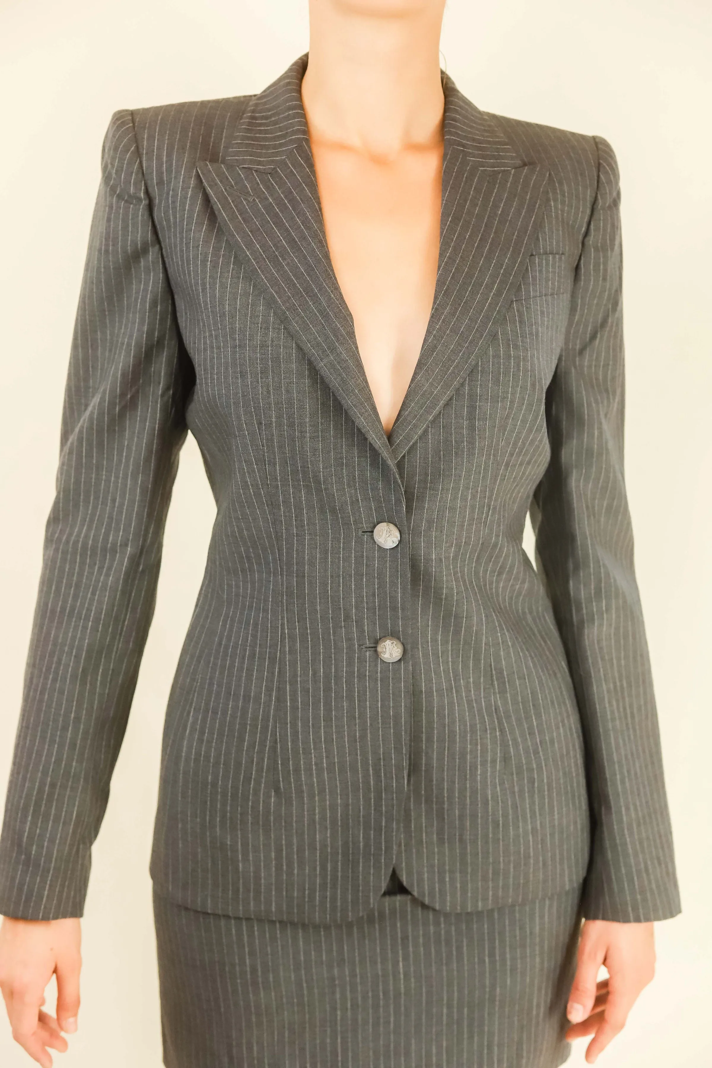 Alexander McQueen Pinstripe Skirt Suit
