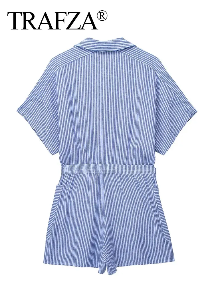Classic Blue Striped Summer Jumpsuit