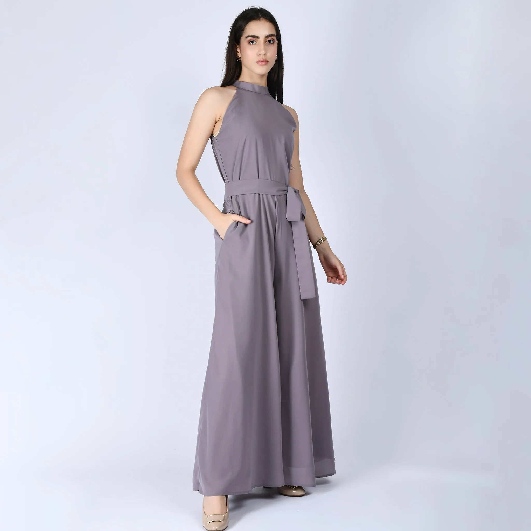 Exude Splendidness Extra Wide-Leg Jumpsuit (Lilac Grey)