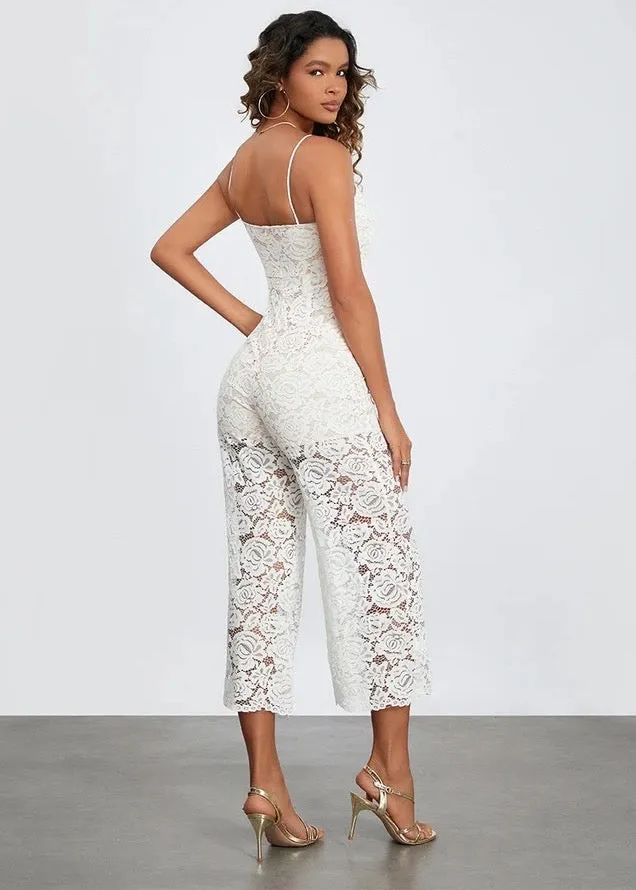 Floral Lace Wide-Leg Cami Jumpsuit