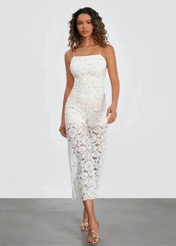 Floral Lace Wide-Leg Cami Jumpsuit