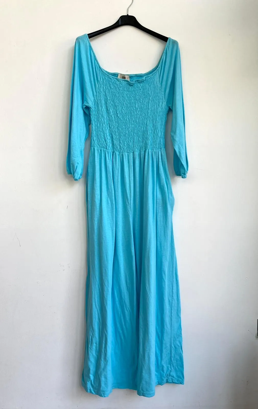 Made in Italy Jersey Bardot Shirred Elasticated Jumpsuit