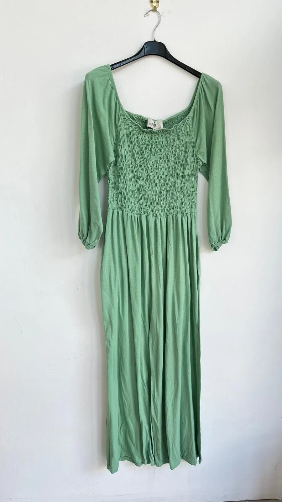 Made in Italy Jersey Bardot Shirred Elasticated Jumpsuit