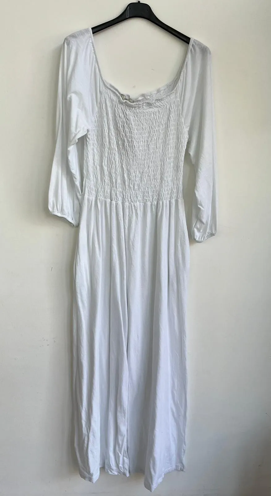 Made in Italy Jersey Bardot Shirred Elasticated Jumpsuit