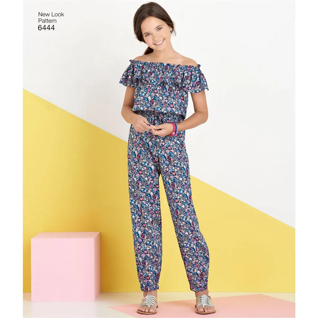 New Look Pattern 6444 Girl's Dress and Jumpsuit in Two Lengths