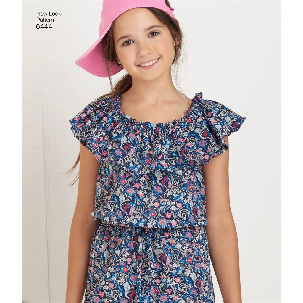 New Look Pattern 6444 Girl's Dress and Jumpsuit in Two Lengths