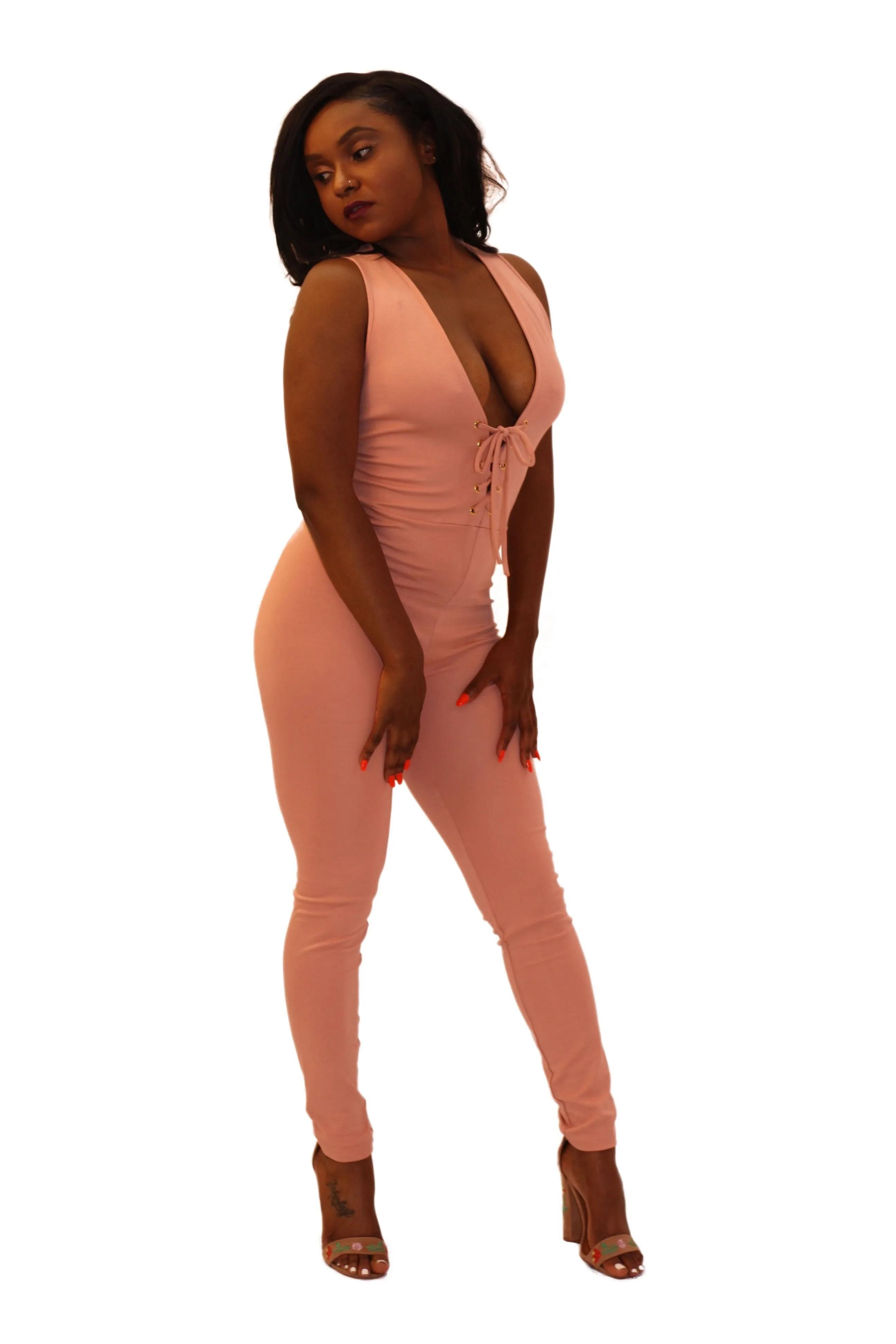Pink Sleeveless Jumpsuit