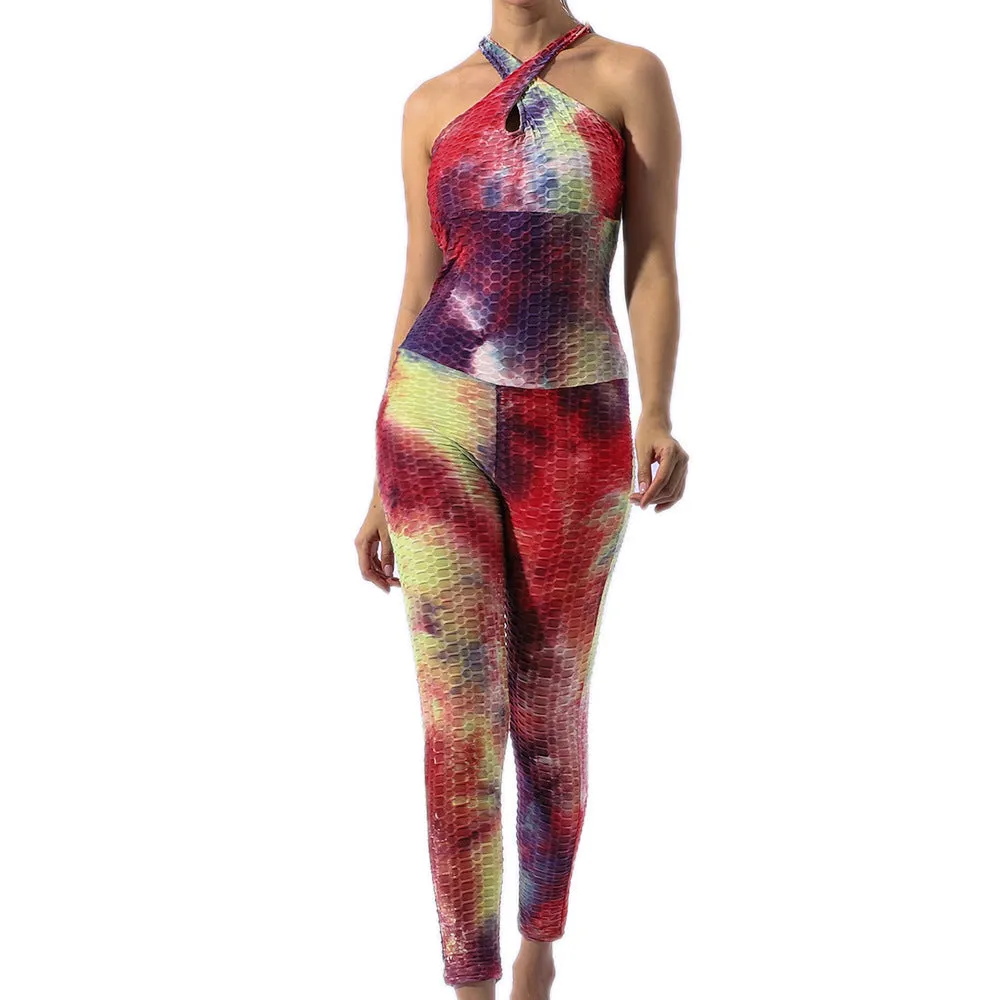 Tie Dye Backless Yoga Jumpsuit