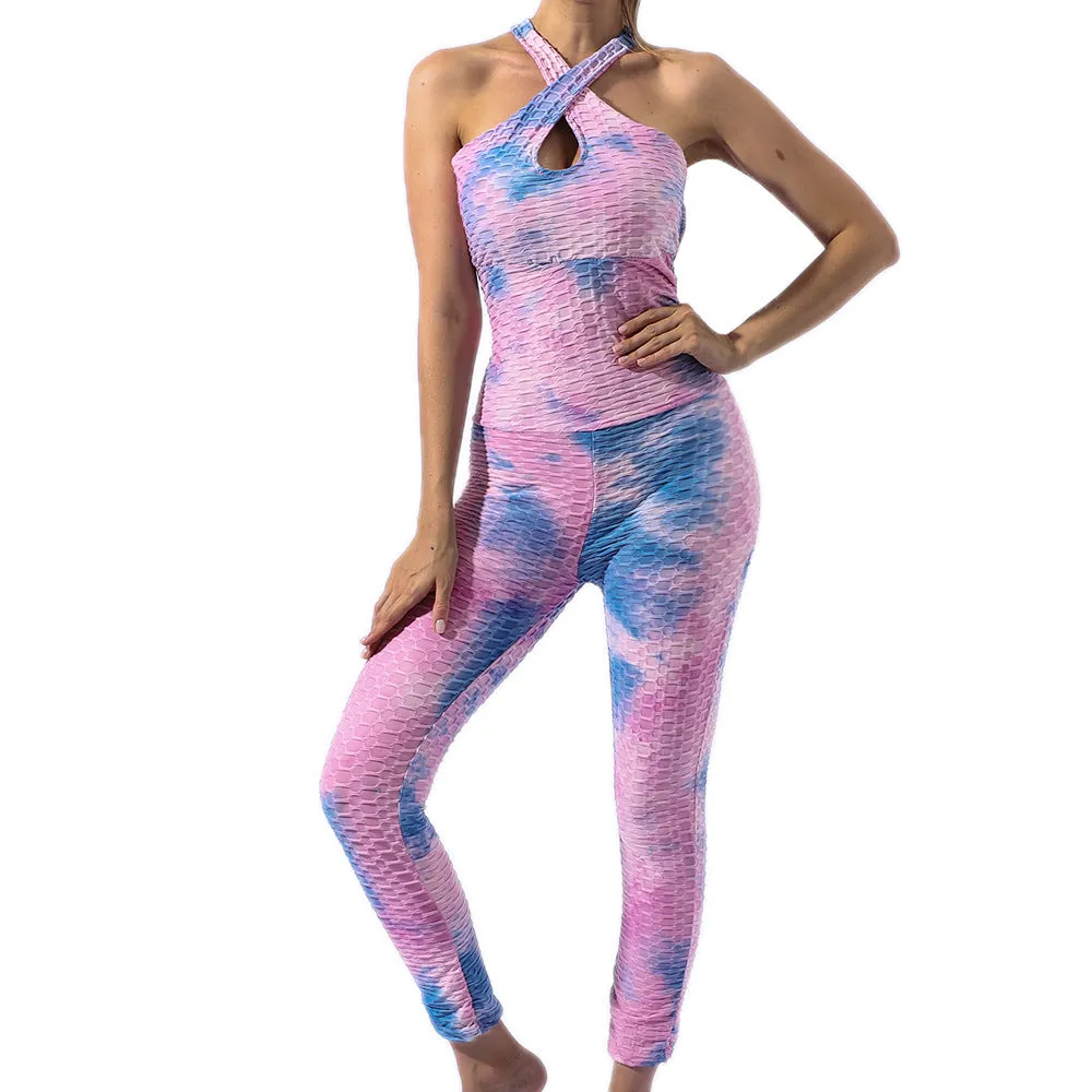 Tie Dye Backless Yoga Jumpsuit