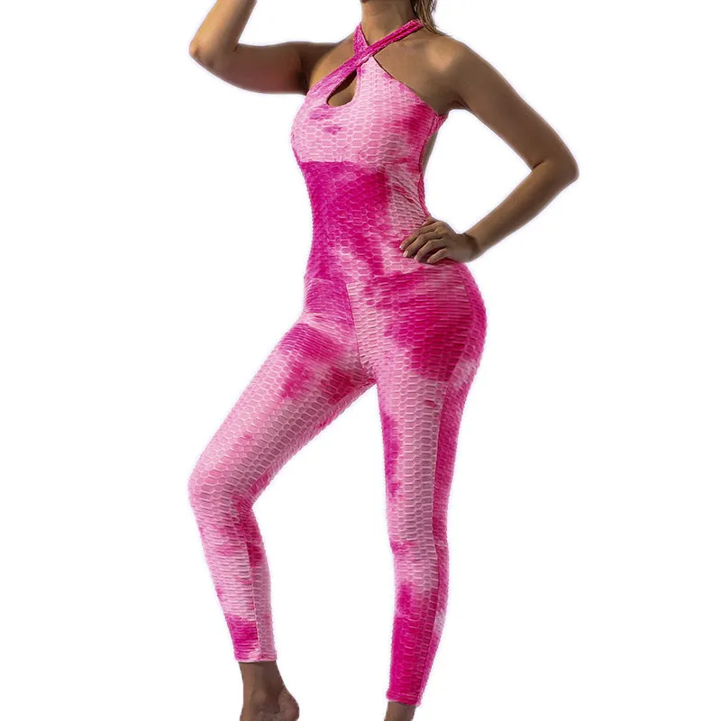 Tie Dye Backless Yoga Jumpsuit