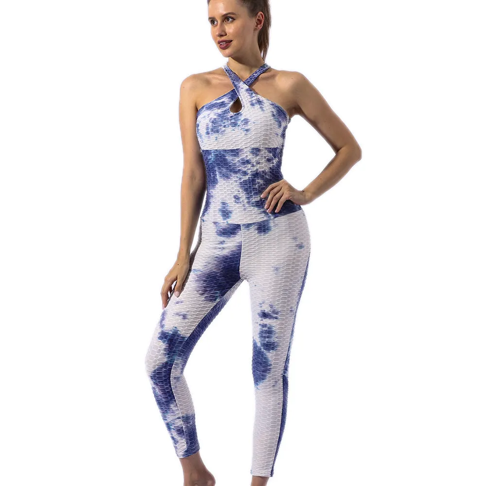 Tie Dye Backless Yoga Jumpsuit