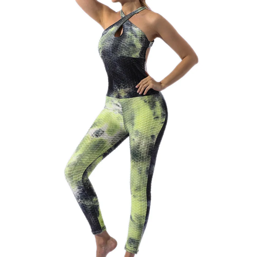 Tie Dye Backless Yoga Jumpsuit