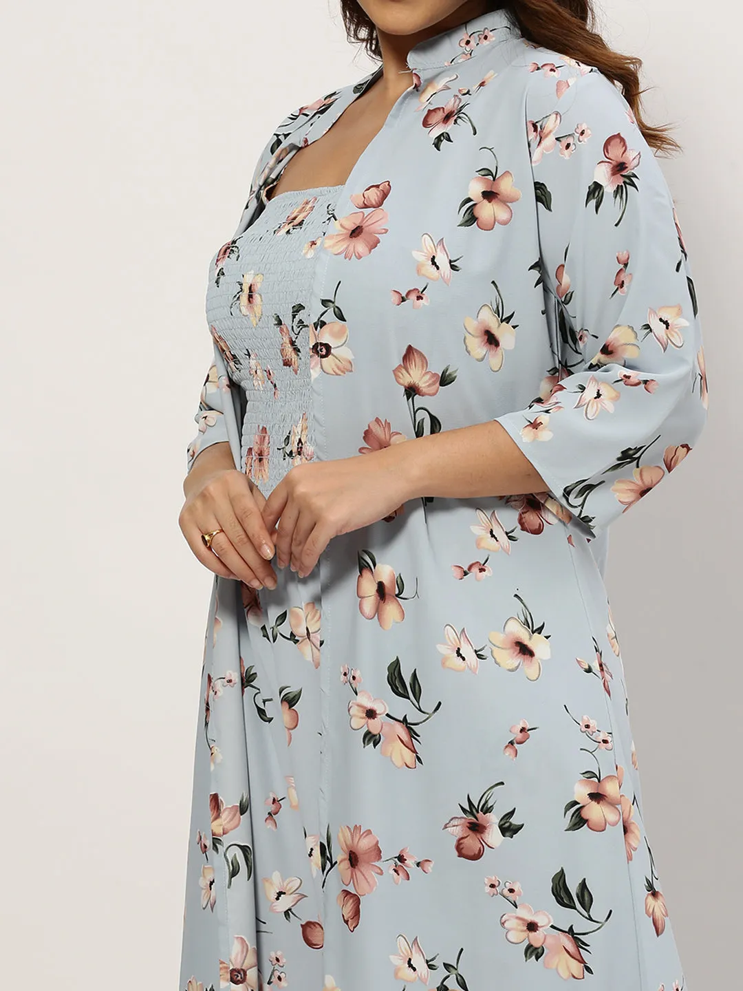 Women Printed Shoulder Straps Blue Sleeveless Basic Jumpsuit